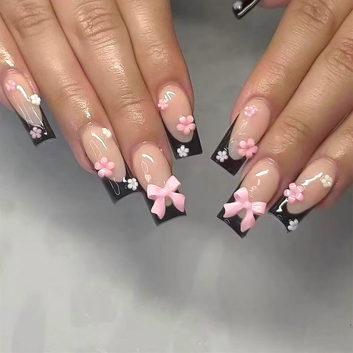 Dekorative Blumen Press-On Nagelkunst Set Karnz
