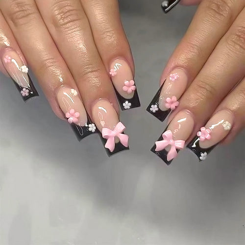 Dekorative Blumen Press-On Nagelkunst Set Karnz