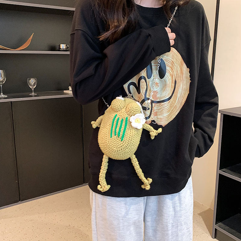 Froschförmige gehäkelte Mini-Handtasche