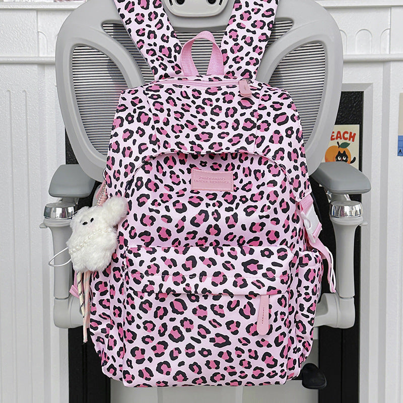 Verspielter Leopardenmuster Schulrucksack Karnz