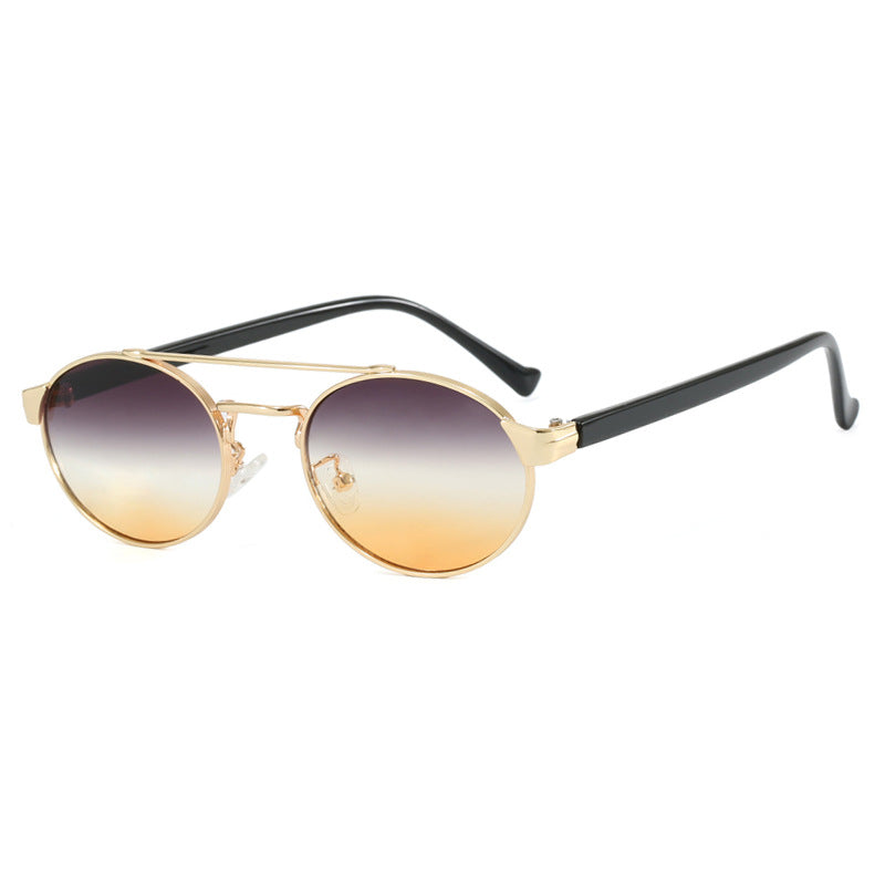 Damen modische Sonnenbrille im stilvollen runden Design mit goldenen Akzenten Karnz