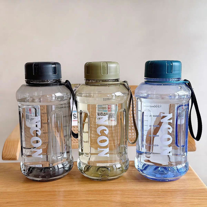 Damen Transparente Trinkflasche mit praktischem Tragegriff Karnz