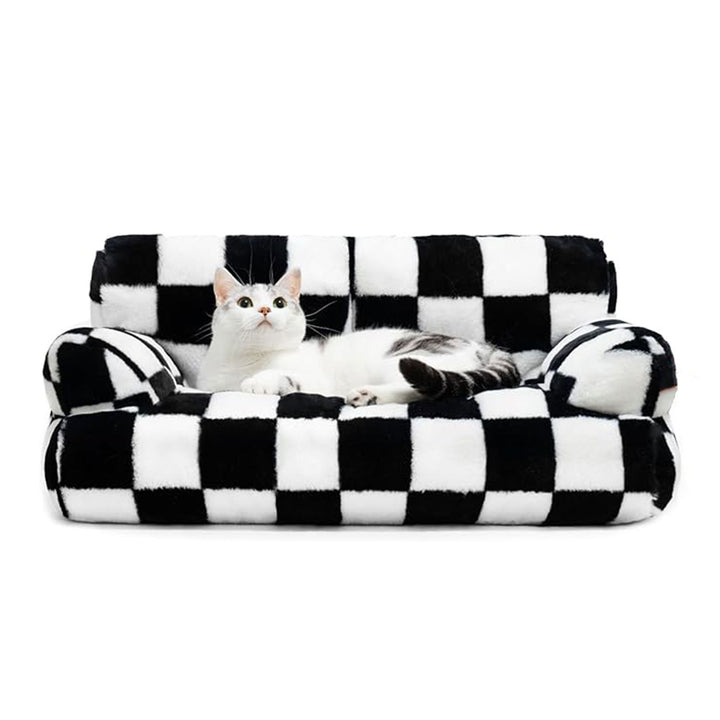 Schachbrettmuster Plüsch Sofa Hundebett