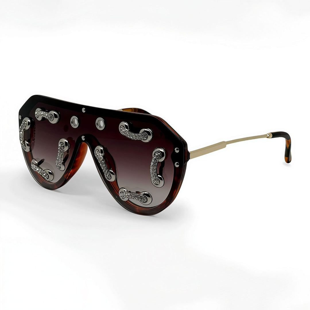 Damen extravagante Designer-Sonnenbrille mit funkelnden Akzenten Karnz