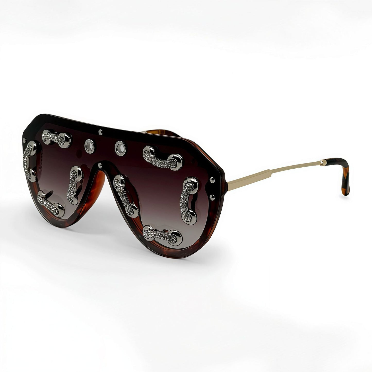 Damen extravagante Designer-Sonnenbrille mit funkelnden Akzenten Karnz