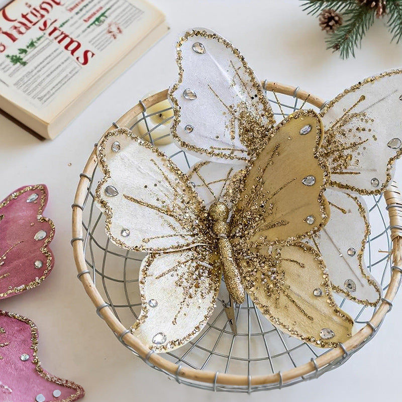 Elegante Schmetterlings-Haarclips mit Glitzer und Strass Karnz