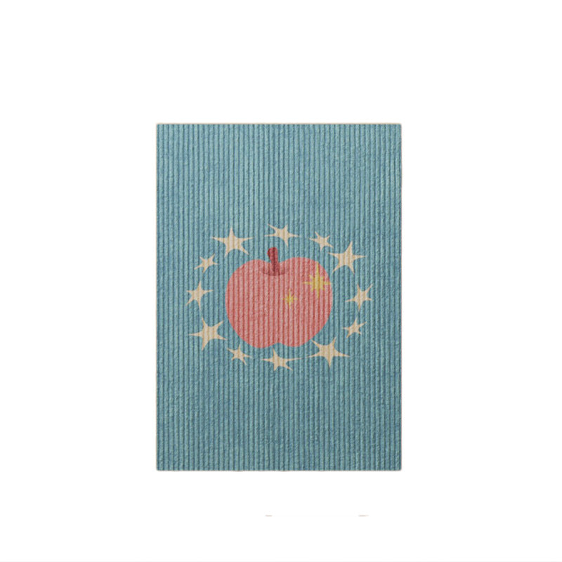 Textured Ribbed Cotton Wall Art Panel with Playful Apple Print