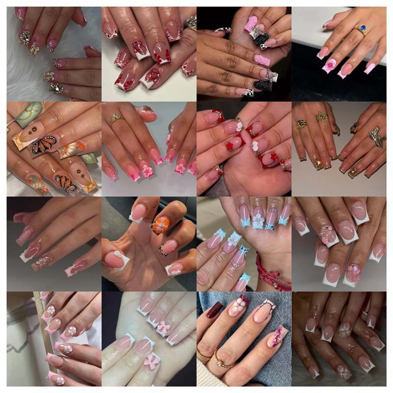 Künstlerisches Press-On-Nagelset mit Premium-Verzierungen Karnz