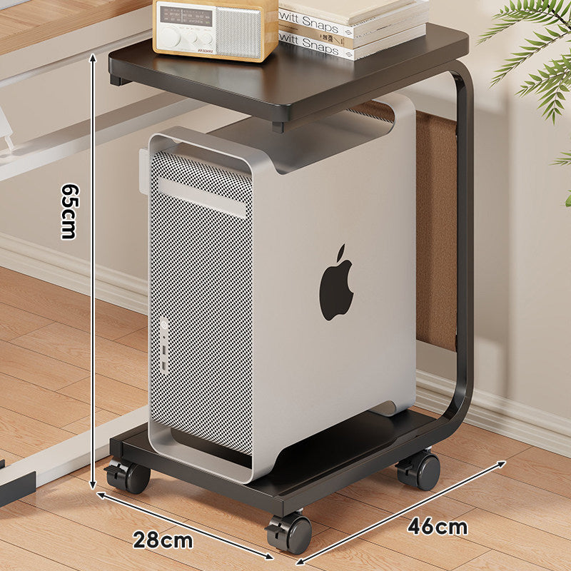 Rolling Desktop CPU Tower Stand mit Holzsockel und schwenkbaren Rollen