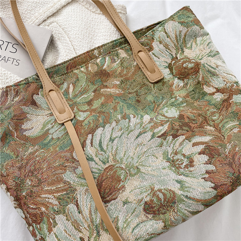 Florale bestickte Tragetasche
