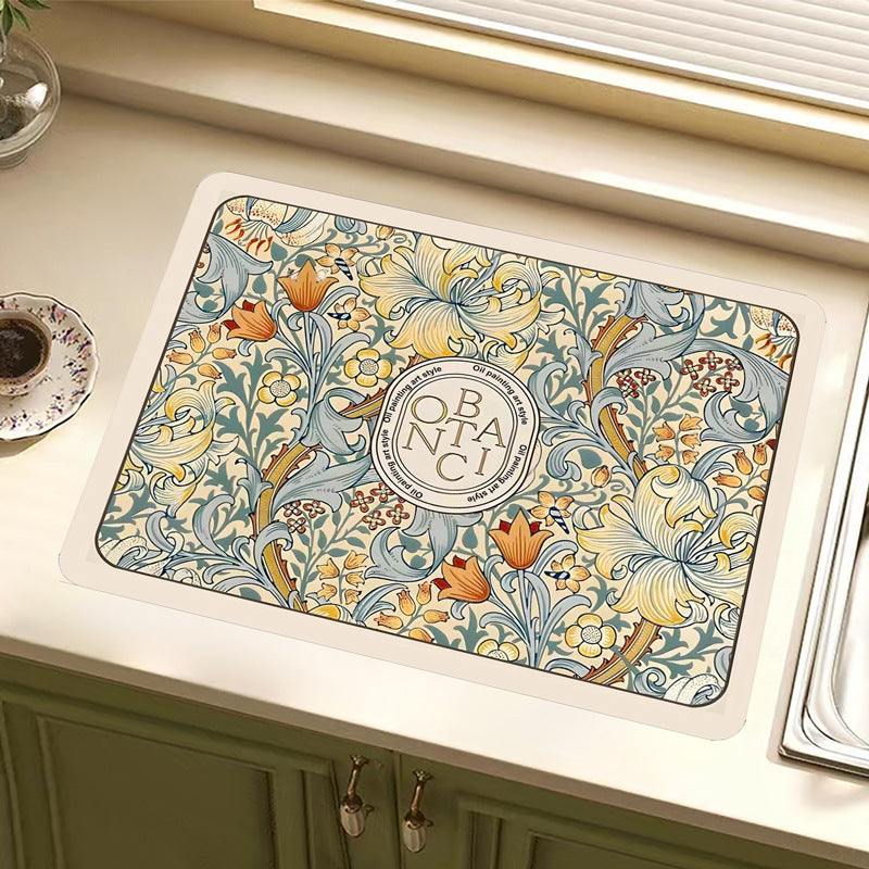 Vintage Floral Design Küchenmatte