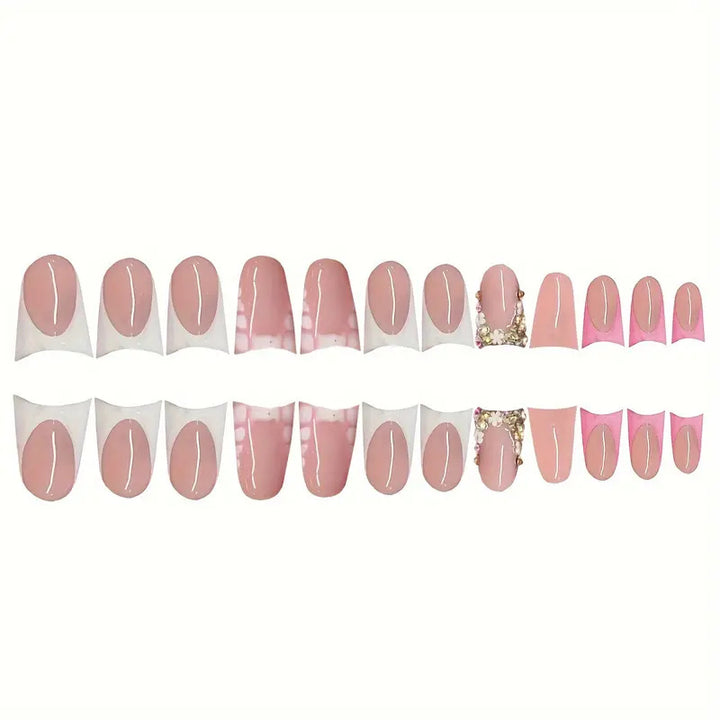 Glamorous 3D Crystal-Akzent Presse-auf Nagel Set Karnz