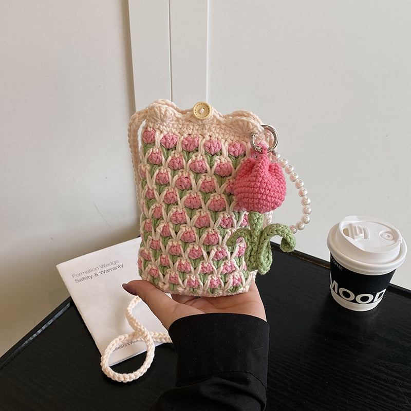 Häkelblumen-Themen Mini Tasche
