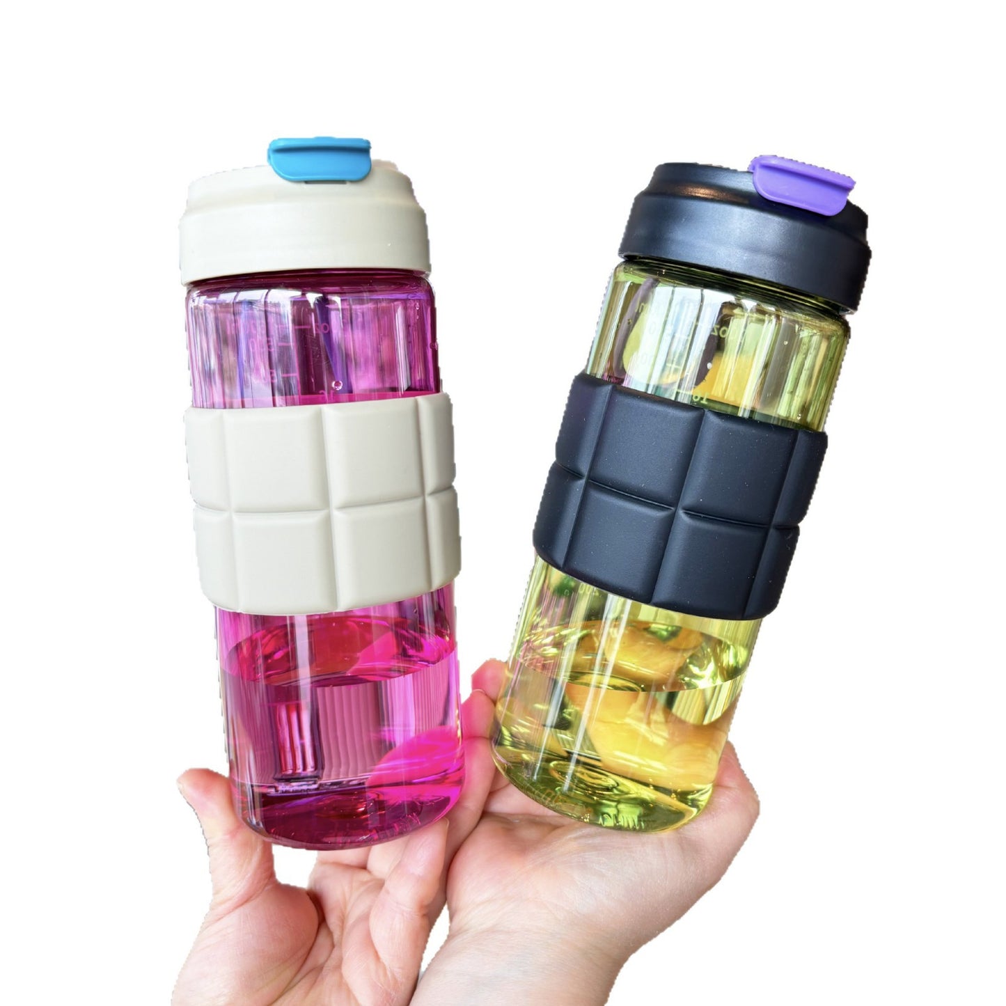 Damen transparente Trinkflasche mit rutschfester Silikonummantelung Karnz