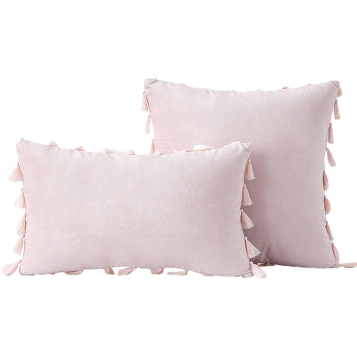 Velvet Quaste-Trim Quadrat und Lenden Dekokissen Set