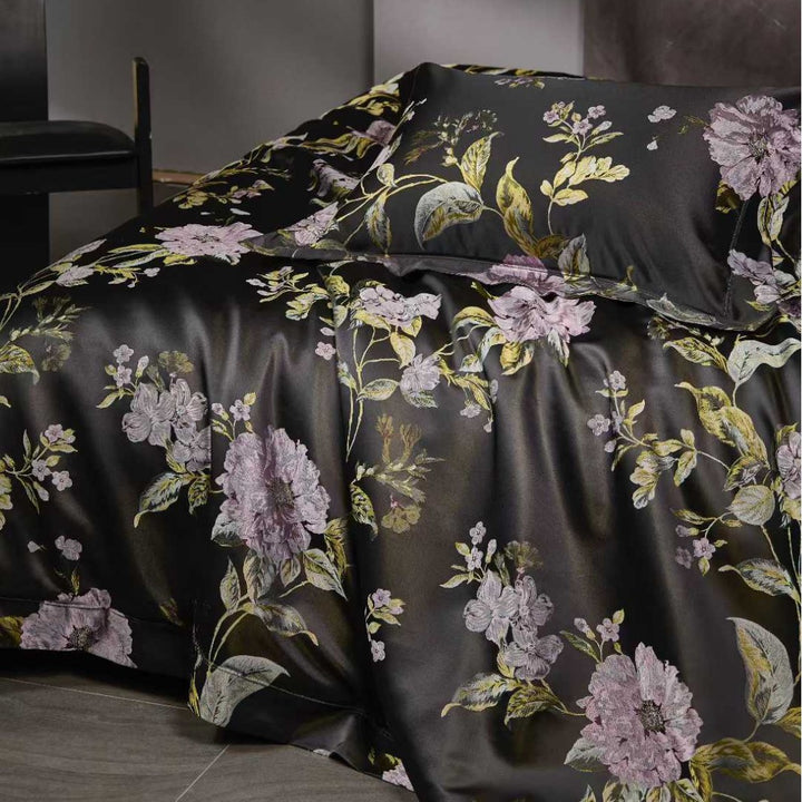 Luxuriöser Floral Satin Bettwäsche Bettbezug Set