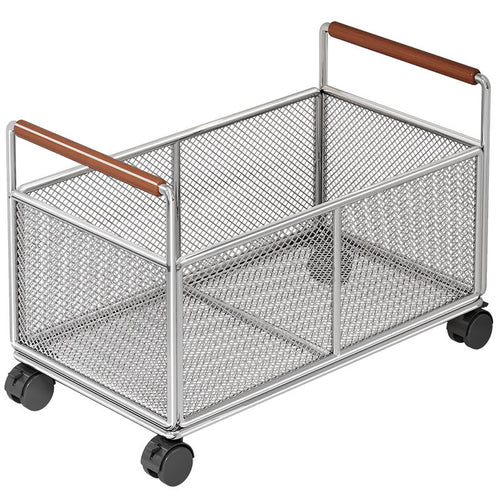 Mesh Metall Aufbewahrungsorganizer Korb mit Holzgriffgriffen