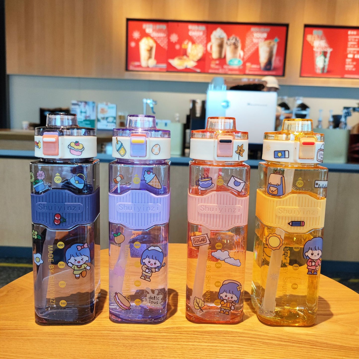 Damen kreative Trinkflasche mit innovativem Sichtfenster und Motivationsmarkierungen Karnz