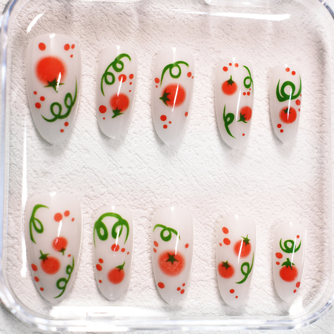 Themen Press-On Nagelkunst mit Tomatenmuster Karnz
