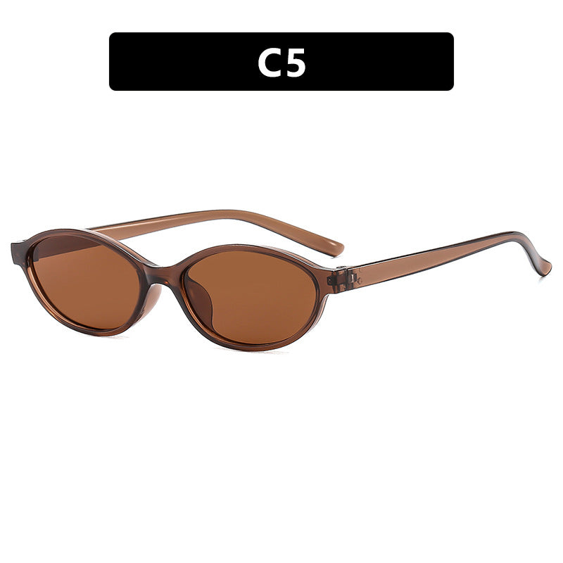 Damen ovalförmige Sonnenbrille mit transparentem Rahmen und UV-Schutz Karnz