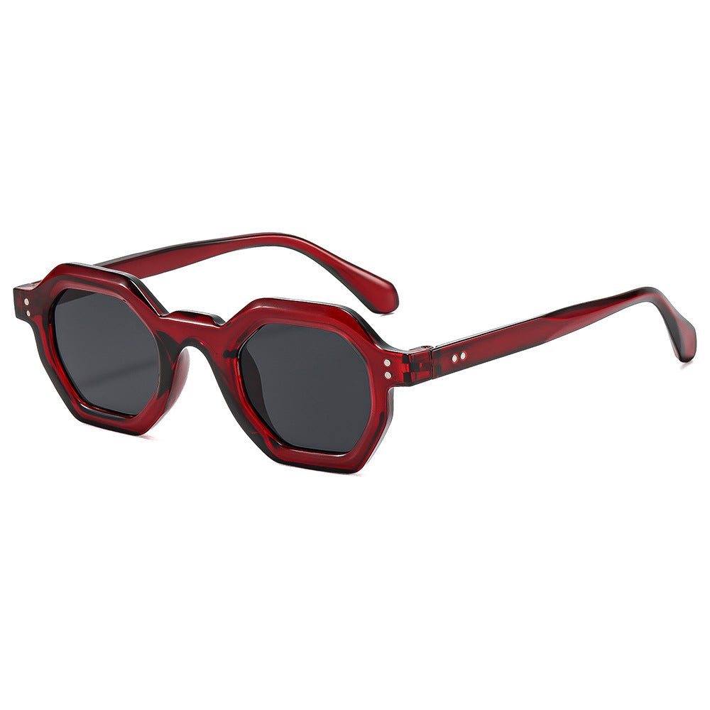 Damen oktagonale Sonnenbrille mit modischem Muster und UV-Schutz Karnz