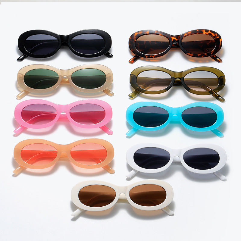 Damen modische ovale Sonnenbrille mit UV-Schutz und innovativem Design Karnz