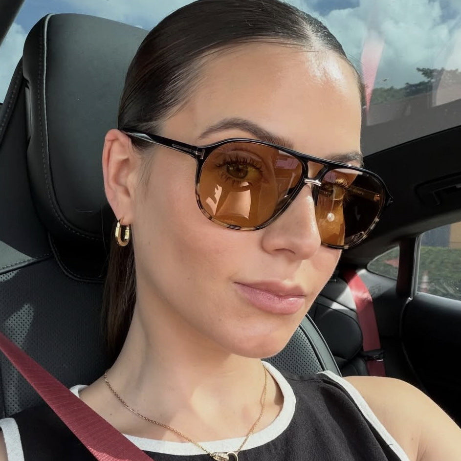Damen quadratische Sonnenbrille mit luxuriösem Schildkrötenmuster und polarisierenden Gläsern Karnz