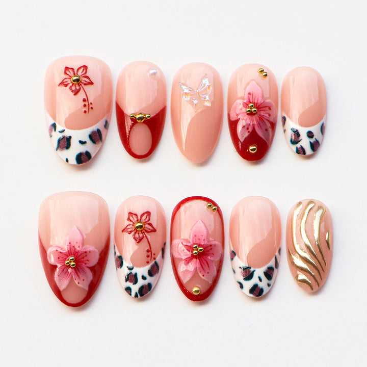 Dekoratives Floral-Nagelkunst-Set