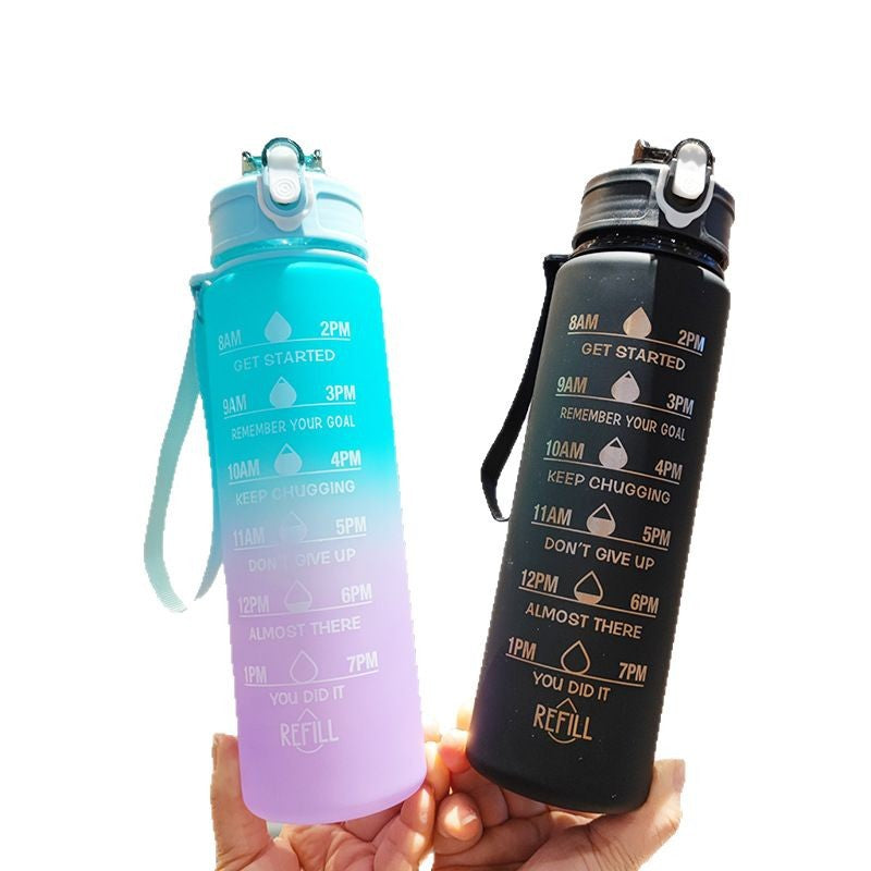 Damen Motivierende Wasserflasche mit integrierten Zeitmarkierungen Karnz