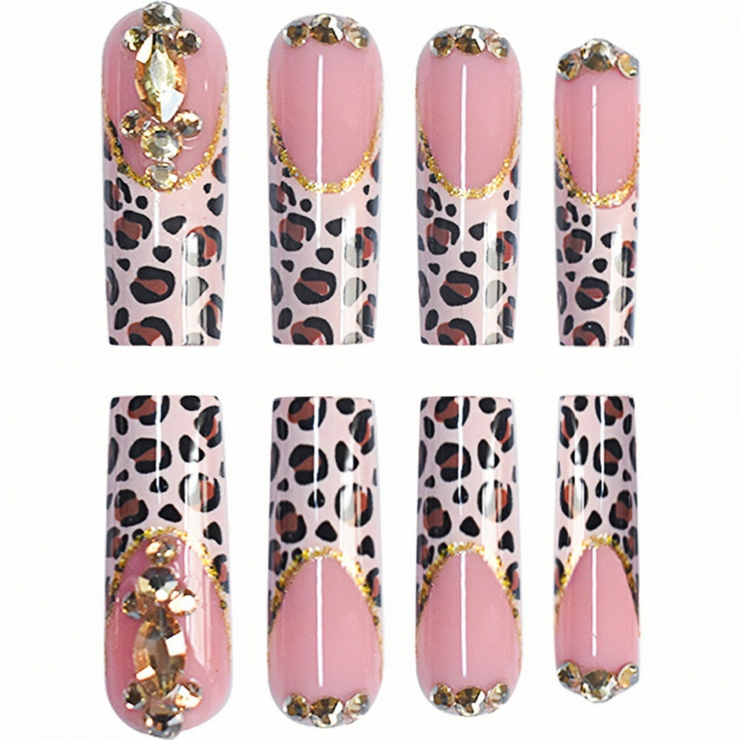 Elegante Leopardenmuster Presse-On-Nagelerweiterungen Karnz