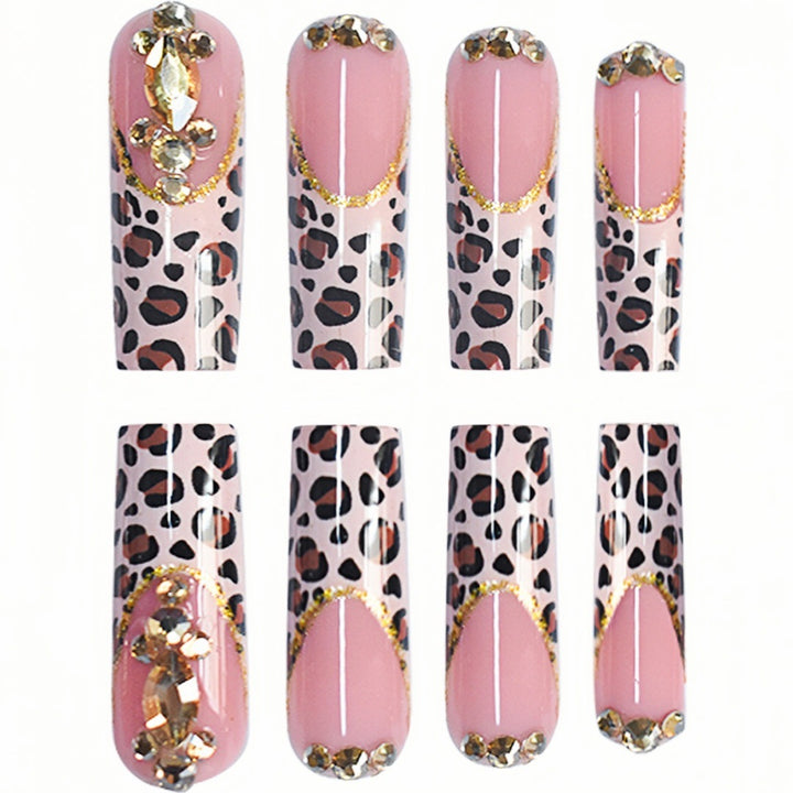 Elegante Leopardenmuster Presse-On-Nagelerweiterungen Karnz