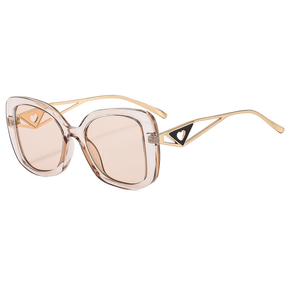 Damen modische oversized Sonnenbrille mit luxuriösem Herzdetail Karnz