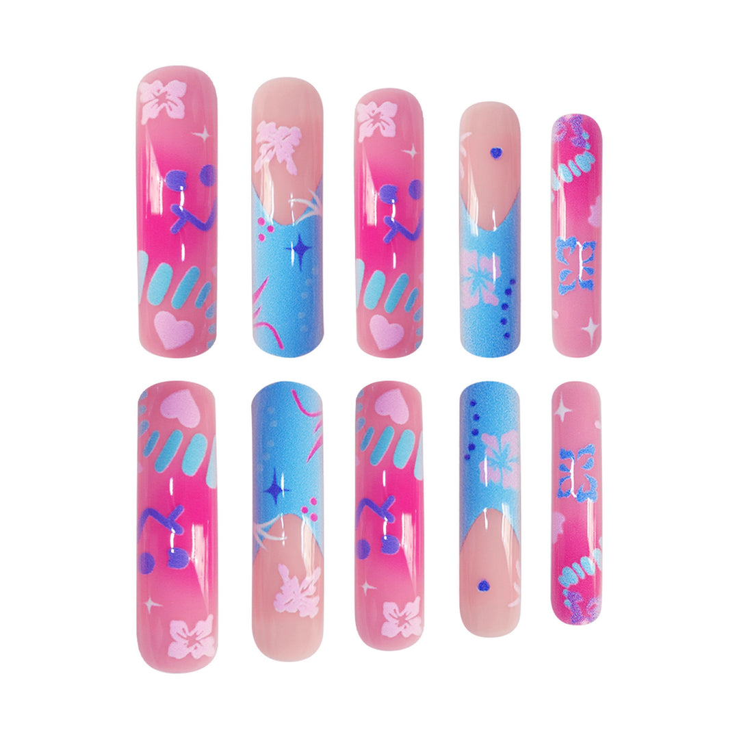 Künstlerische Press-On-Nagelerweiterungen mit floralen Designs Karnz