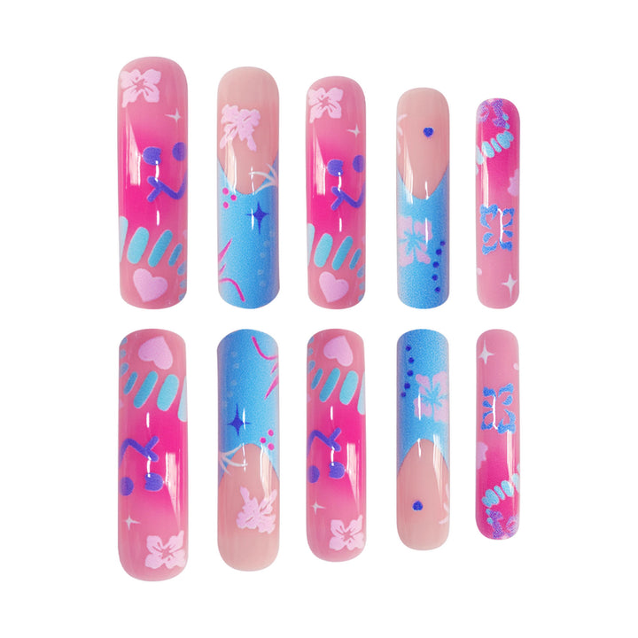 Künstlerische Press-On-Nagelerweiterungen mit floralen Designs Karnz