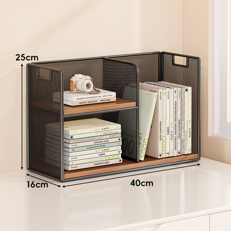 Mesh Stufiger Desktop-Organizer-Regal mit Griffausschnitten