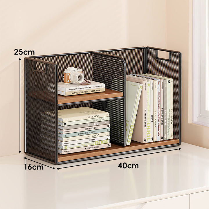 Mesh Stufiger Desktop-Organizer-Regal mit Griffausschnitten