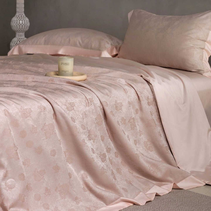 Premium Baumwollsatin-Bettwäsche-Set mit feinem Toile-Motiv und Saumverzierung