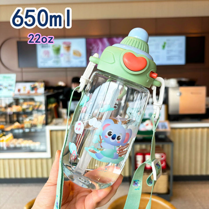 Damen transparente Trinkflasche mit ergonomischem Tragegriff und integriertem Strohhalm Karnz