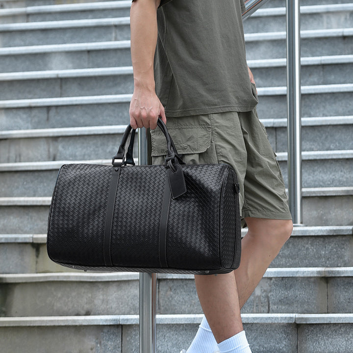 Gewebte Leder Wochenende Reise Duffle Bag Karnz