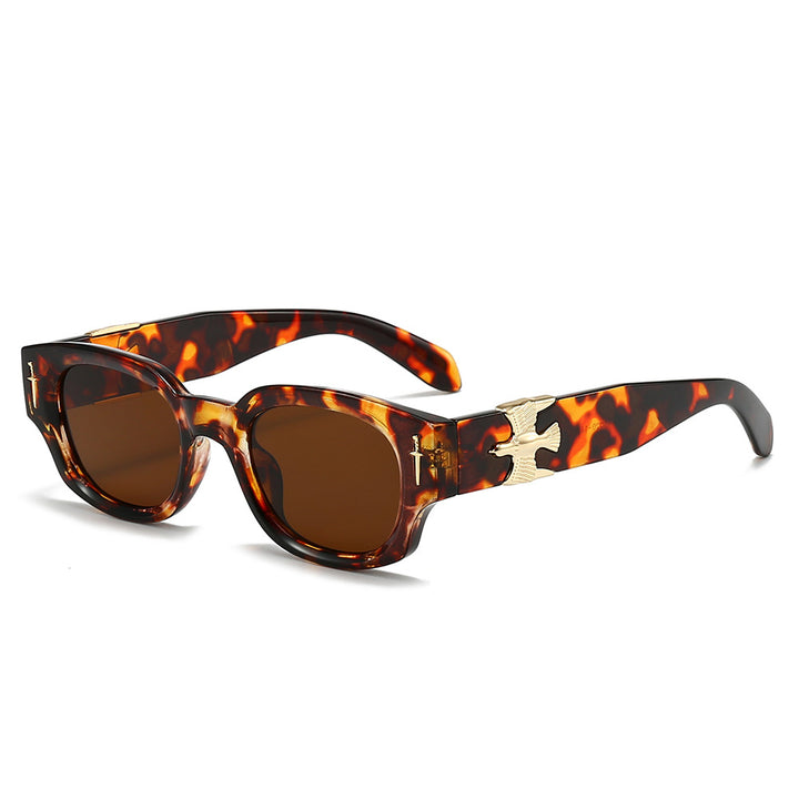 Damen Modische Sonnenbrille im exklusiven Schildpatt-Design mit eleganten metallischen Akzenten Karnz