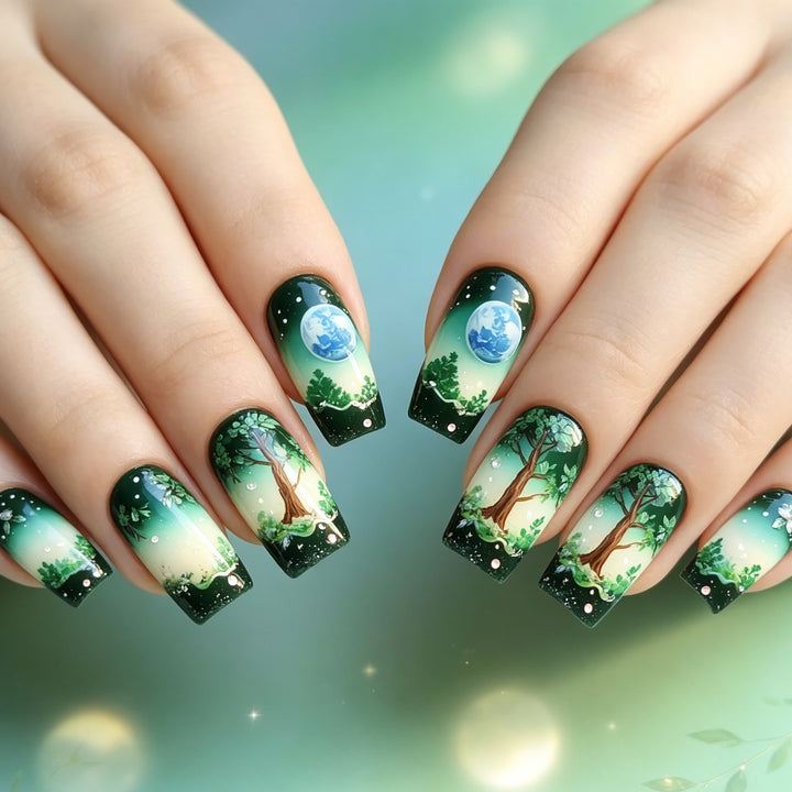 Künstlerisch von der Natur inspirierte Nagelkunsterweiterungen Karnz