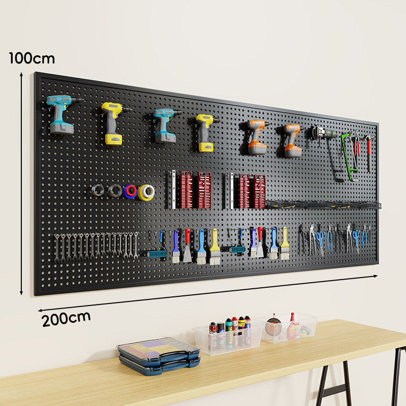 Wandmontierter Lochblech-Werkzeug-Pegboard-Organizer mit modularen Haken und Drahtkörben