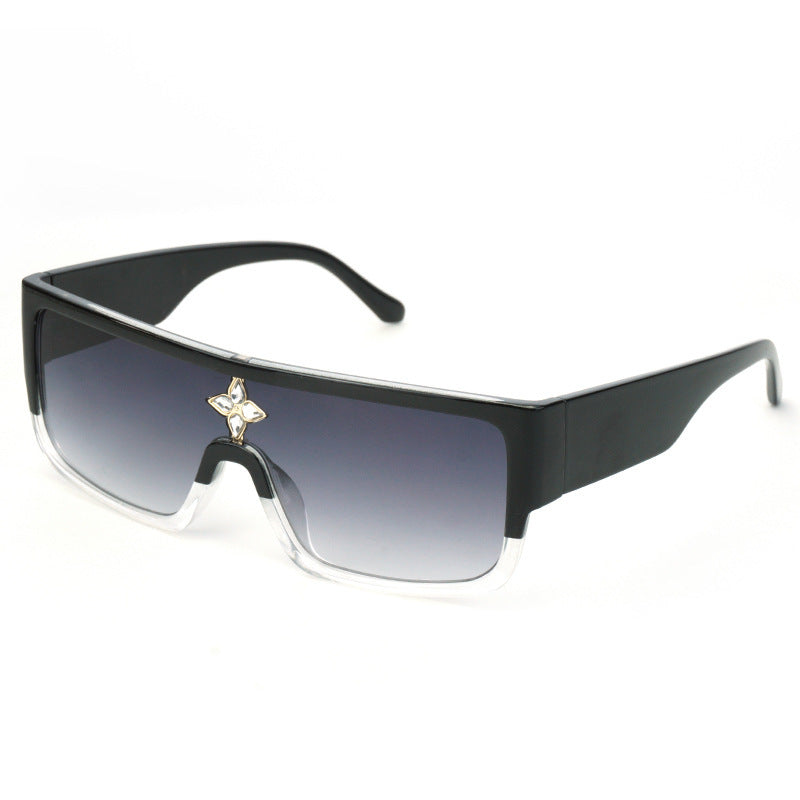 Damen Sonnenbrille im futuristischen Oversized-Design mit funkelndem Dekor Karnz