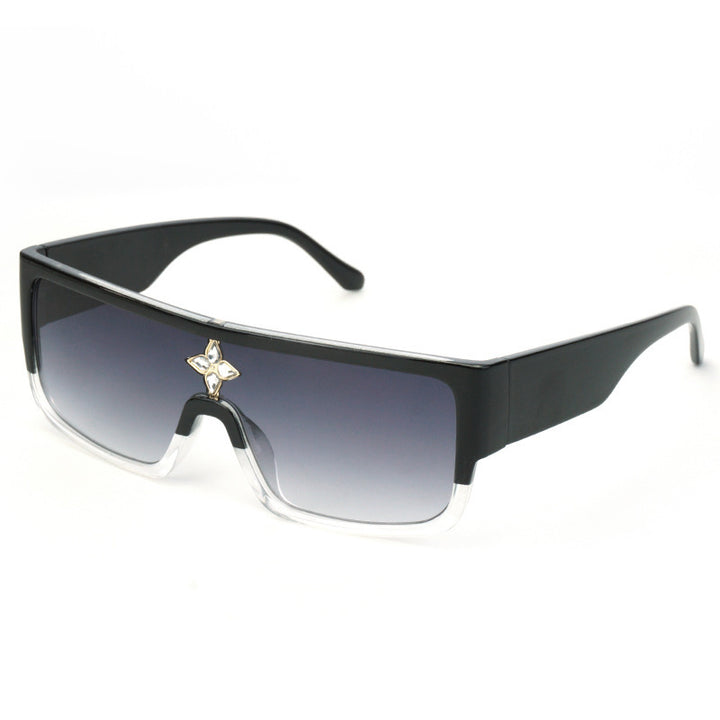 Damen Sonnenbrille im futuristischen Oversized-Design mit funkelndem Dekor Karnz