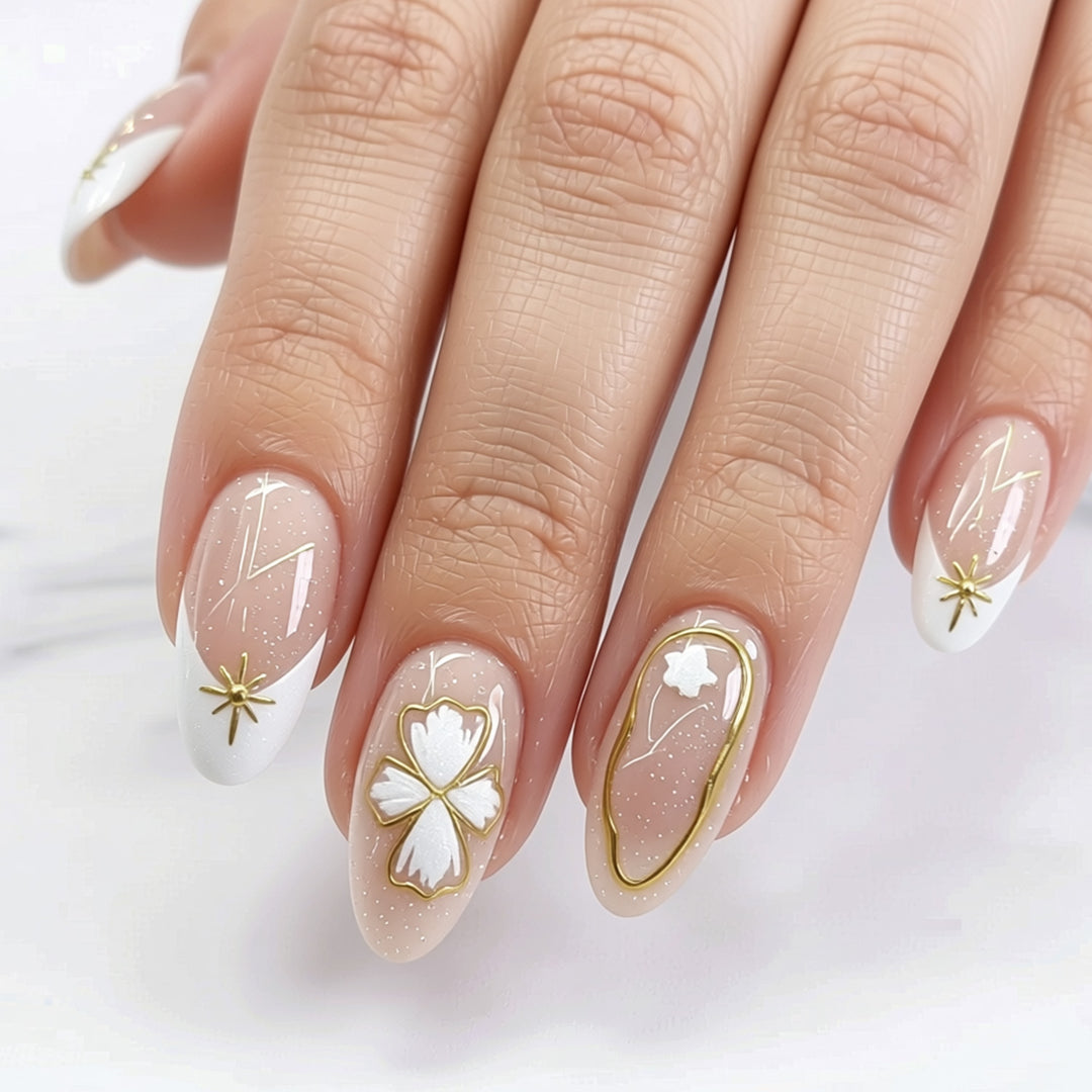 Elegante florale Nagel Kunst Tipps Karnz