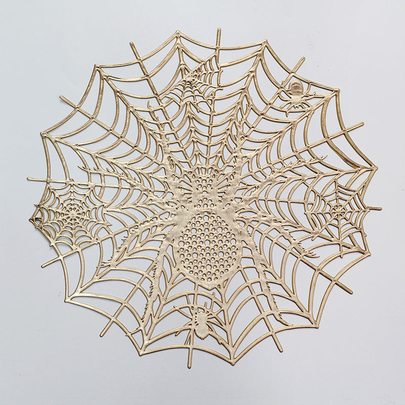 Filigrane Halloween-Tischdekoration Spinnennetz-Platzset aus flexiblem Kunststoff