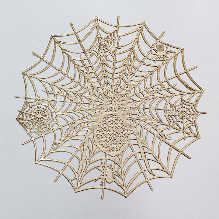 Filigrane Halloween-Tischdekoration Spinnennetz-Platzset aus flexiblem Kunststoff