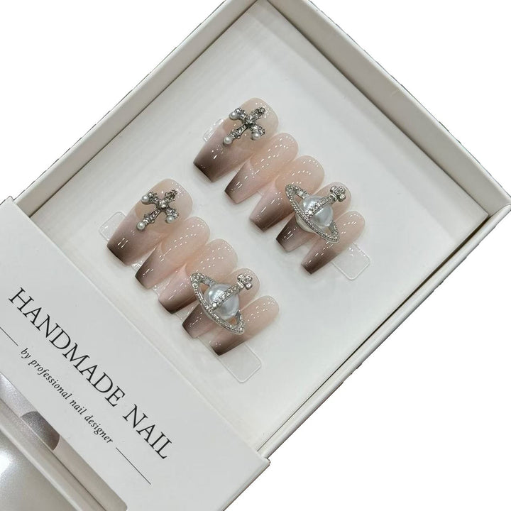 Glamouröse 3D Dekorative Press-On Nagelset