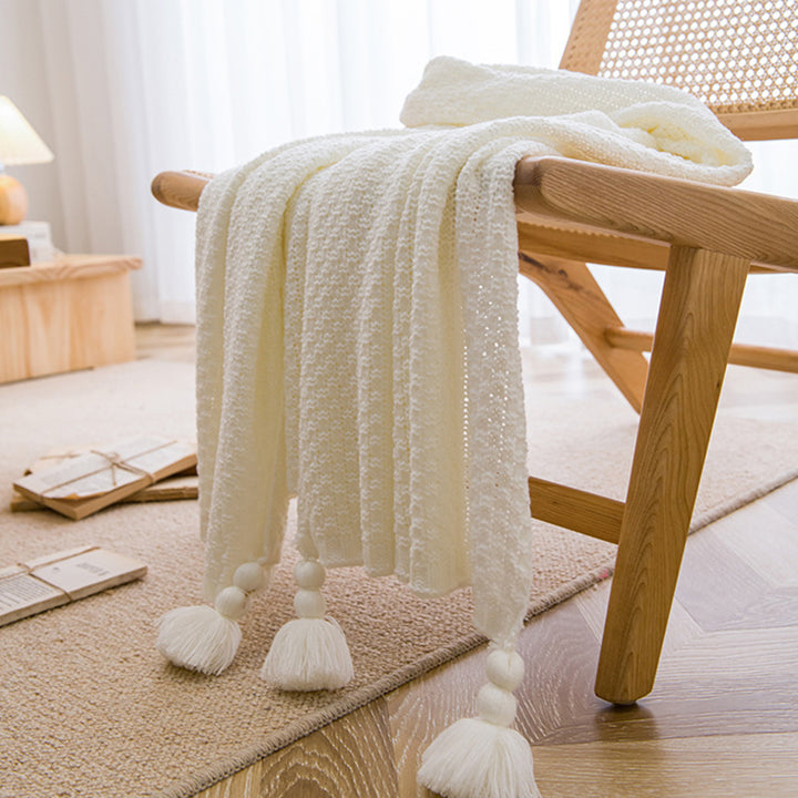 Weiches strukturiertes Strickwurfdecke