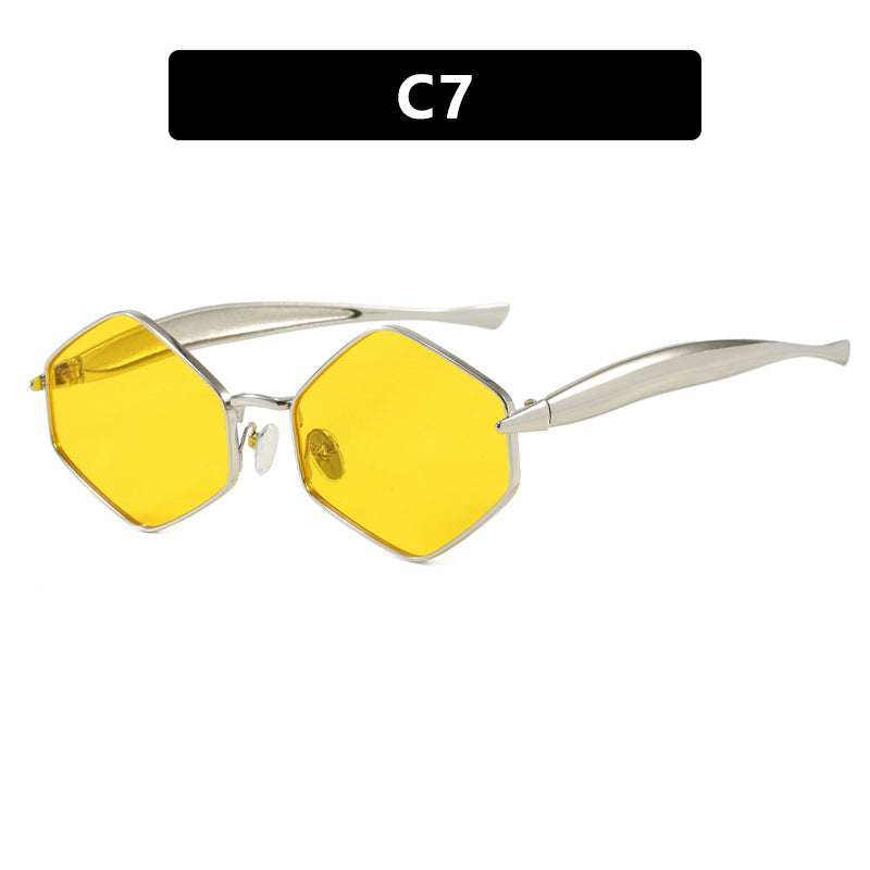 Damen hexagonale Sonnenbrille mit elegantem Metallrahmen und UV-Schutz Karnz